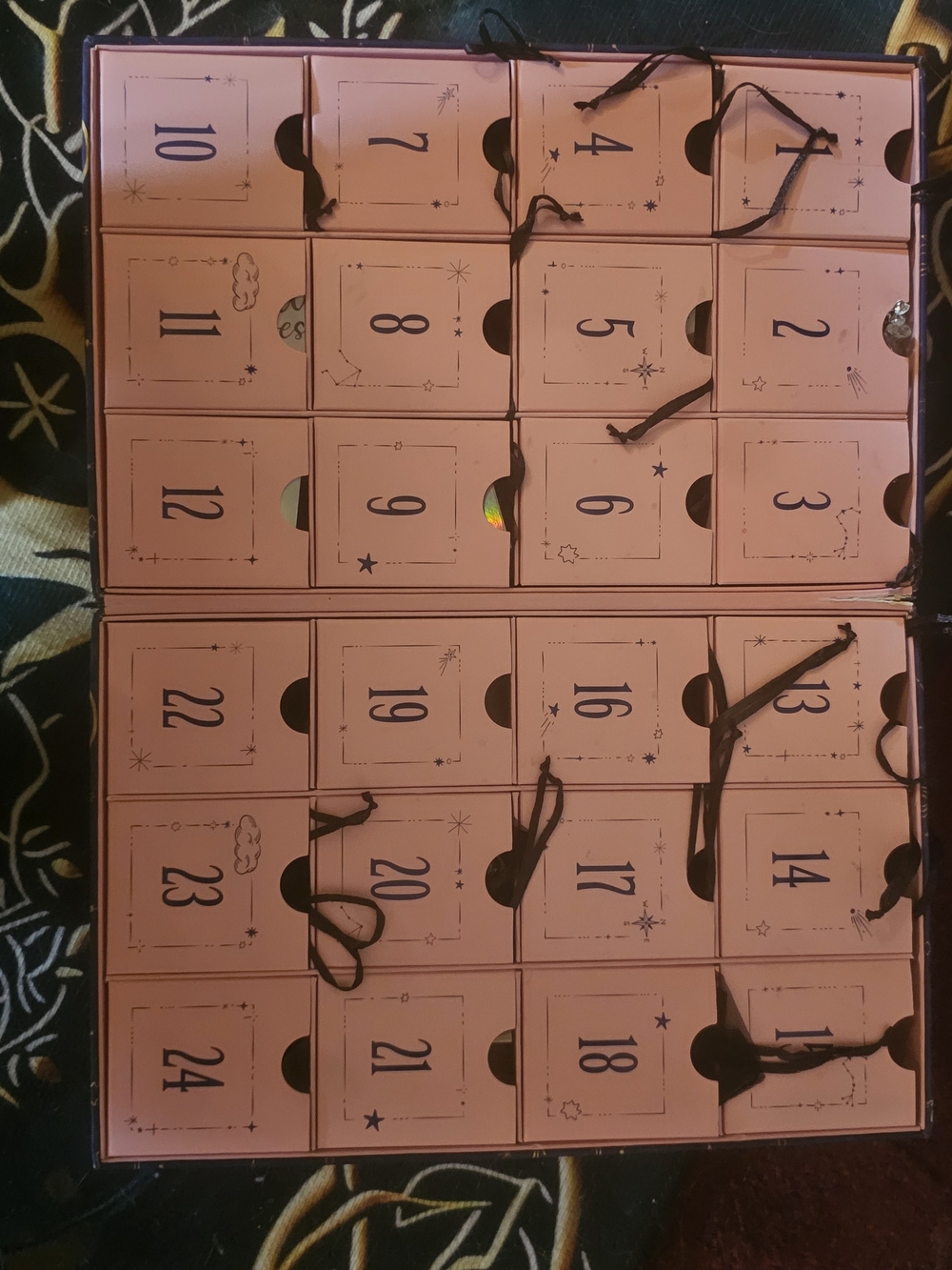 Pink Numbered Advent Drawer Calendar